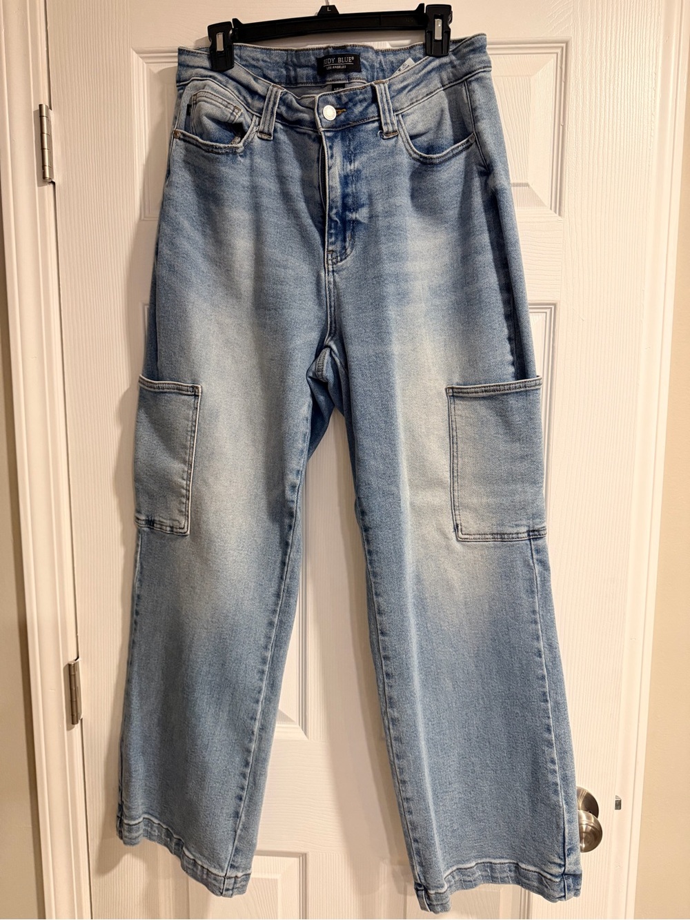 Judy Blue Cargo Wide Leg Jeans 14W Light Wash JB88924